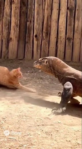 Cat vs Giant Lizard 😱 The Most Unexpected Battle! 🐱🦎
