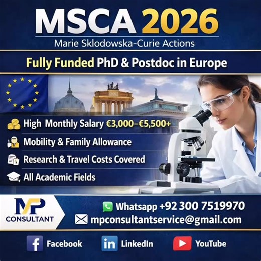  MSCA 2026 – Fully Funded PhD & Postdoc in Europe Marie...