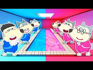 Pink vs Blue Family Swim Race Challenge with Lycan 🐺 Funny Stories for Kids ‪@LYCAN1-d2g‬