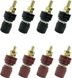 8Pack Copper Battery Terminal Stud Connector 1/4" M6 Remote Battery Power Junction Post Connectors Kit Red & Black