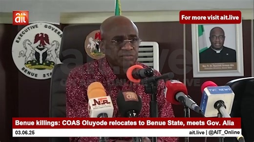 Benue killings: COAS Oluyode relocates to Benue State, meets Gov. Alia | AIT Online