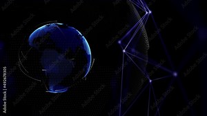 world map globe in futuristic environment background. Metaverse and world map globe in futuristic environment mesh grid background. 3D graph interface virtual reality