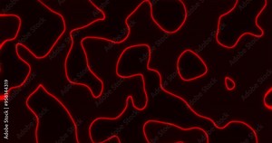 Red color Topographic Contour Map with Moving Waves on Black Background - Seamless Loop Background | 4K High-Resolution Video for Geographical, Environmental, and Educational Uses.