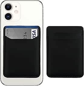 Magsafe Wallet for iPhone 12,13 / Pro/ProMax/Mini - Multi Pocket Vegan Leather Card Holder - 2 Pockets Magnet Credit Cards Holders Back of Apple Mag Safe Phone Max (Black)