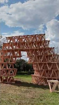 Students construct timber installations at Woodstock site during BuildFest