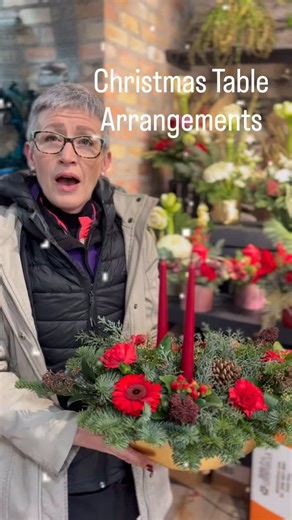 84 reactions · 3 comments | Christmas table, sorted ✨ Red + gold, classic for a reason. Just one of many festive table arrangements ready to grab & go this weekend. Perfect for dinner hosts, last-minute plans, or elevating the table without the stress. Pop in early, they won’t hang around. | Violet's Florist | Facebook