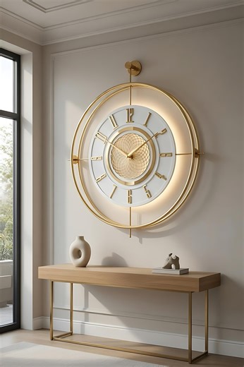 Large Metal LED Wall Clock, Modern Gold Home Decor - Etsy