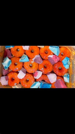8K views · 424 reactions | Bright orange donuts and dyed chalk chunks! 李諾 #dyedgymchalk #facebookreels #viralvideoシfyp #crunchygymchalk #gymchalkcrushing #gymchalkasmr #powderasmr #satisfyingasmr #chalkasmr #oddlysatisfying #crunchygymchalk #asmrchalk #chalkasmr | Sylvie Says ASMR | Facebook