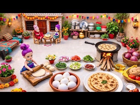 Miniature Doll Egg Paratha Recipe + Chutney | Breakfast Recipe | Paratha | Miniature Village Cooking