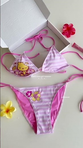 Obsessed with this pink hello kitty bikini😍😍 #hellokitty #pink #bikini