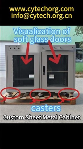 Custom Sheet Metal Cabinet Design with Casters & Pull-Out Tray | Indoor Enclosure