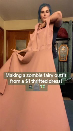 3.6M views · 26K reactions | Making the base dress for a zombie fairy photoshoot! 履‍♀️ #dress #thrifted #upcycling #fashion #zombie #cosplay #makingadress #fairycore #makingof #dye #thifteddress #thriftflip #fyp #sewing | Got to b me | Facebook