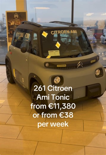 261 Citroen Ami Tonic - Available from €11,380 or from €38 per week. Ultra-compact 100% electric two-seater quadricycle designed for urban mobility! 6.3 kWh Battery (WLTP Range 75 Kilometers), Full charge in 4 Hours! Left Hand Drive, Panoramic Roof, LED Front and Rear Lights, €120 annual road tax, and no NCT required! Call us on 051-872122 to book your test drive today or visit Bolands Citroen Waterford to see the Ami in person! #citroen #ami #electric #citydriving