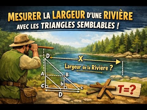 Mesurer la largeur d'une rivière SANS la traverser. Les triangles semblables.