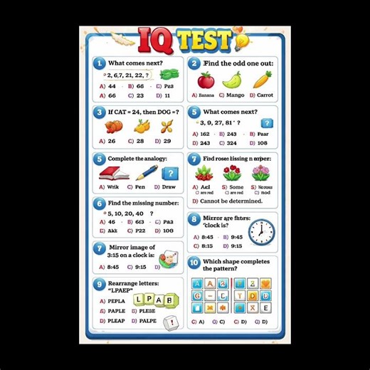 🧠 IQ Test Challenge #01 | Can You Solve All 10 Questions?