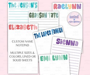Colorful Name Notepad, Personalized Custom Note Pad, Name Lined Notepad, Kids Name Notepad, Grocery List, Custom Name to Do List - Etsy Canada