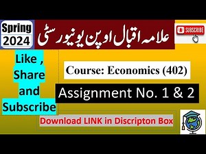 AIOU Code 402 Solved Assignment No.1 & 2 Spring 2024 || Subject: Economics (English) || (BA/B.Com)