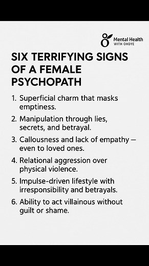 21K views · 109 reactions | Signs of a female psychopath #mentalhealth #fblifestyle | Mental health with Omoye | Facebook