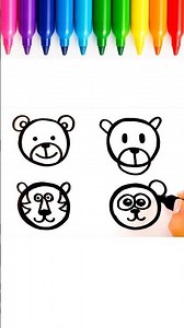 How to Draw Cute Animals Using Circles 🐶🐯🐻| Easy Drawing for Beginners