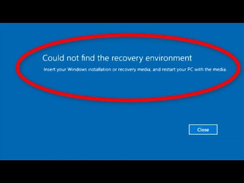 Fix Could Not Find The Recovery Environment || Insert Your Windows Installation Recovery Windows 10