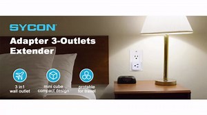 SYCON Adapter Outlet Extender, 2-Prong to 3-Prong Mini Wall Plug, Multi Outlet Splitter with 3 Outlets