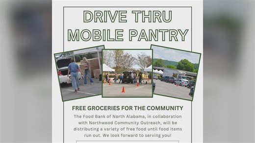 Free drive-thru mobile pantry in Huntsville offers groceries for families in need