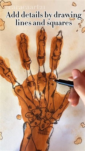 How to draw a skeleton hand✨️💖🔥#art #tutorial #drawing #fypシ #skeleton #creative