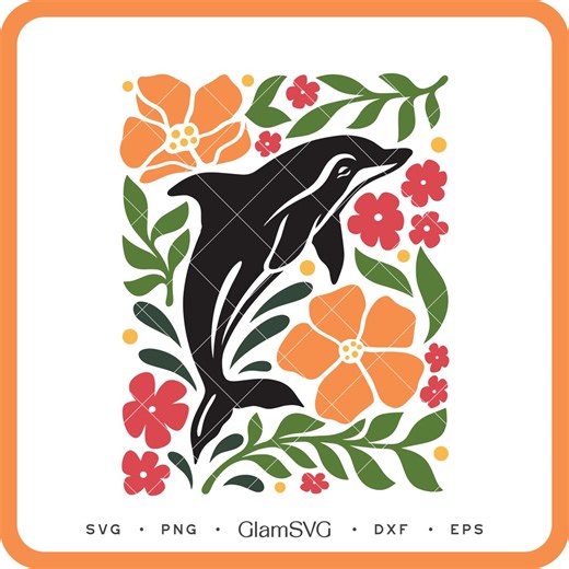Dolphin SVG | Floral Dolphin SVG | Floral Cut Files for Cricut & Silhouette | Ocean Home Decor SVG | Digital Download - Etsy
