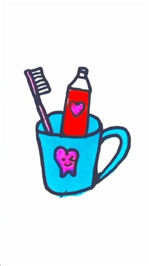 Drawing toothbrush and toothpaste #simple #art