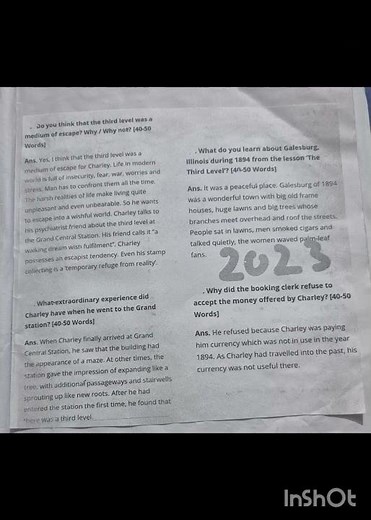 CLASS -XII ( THE THIRD LEVEL) HANDWRITTEN NOTES WITH PYQS