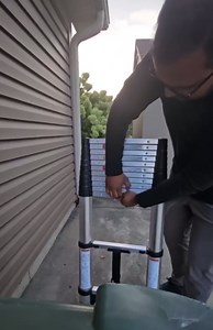 Telescoping Ladder,12.5 FT Aluminum Lightweight Extension Ladder with 2 Triangle Stabilizers and 2 Detachable Hooks,Heavy Duty 330 lbs Max Capacity,Ideal for Home, RV, and Outdoor