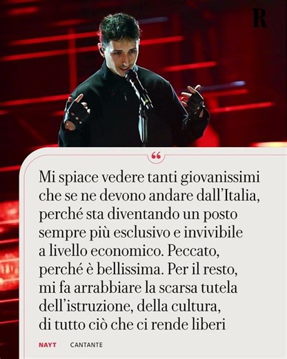 Nayt: "Mi spiace vedere tanti giovani che se ne devono andare dall'Italia"