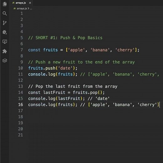 Push & Pop Basics | #javascript #coding #frontendcourse #webdevelopment