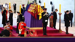 Prince William and the Queen's other grandchildren stand vigil around her coffin