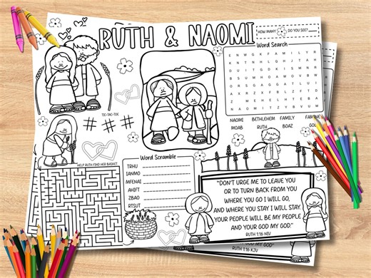 Ruth & Naomi Bible Story Activity Sheet | Sunday School Worksheet (digital Download) - Etsy Canada