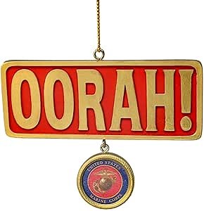 US Marines Ornament - Oorah Ornament for Military - 3.5 Inches - Resin