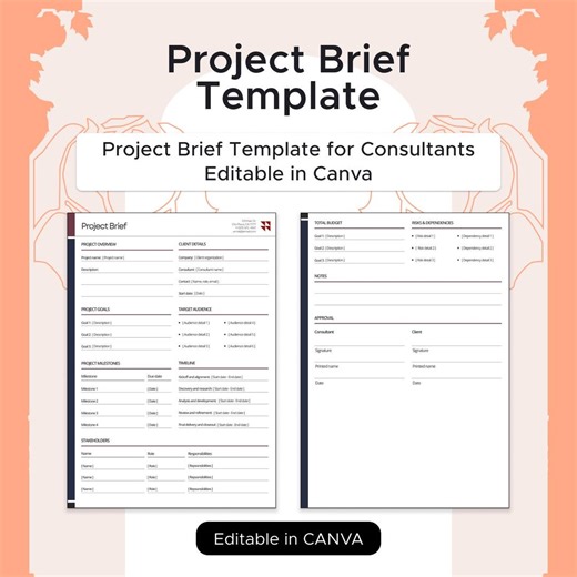 Project Brief Template for Consultants | Client Project Overview | Canva Template - Etsy UK