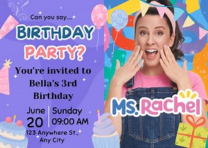 Ms. Rachel - Kids Birthday Invitations- Kids Party - Ms Rachel Invitation - Digital Invitation - Self Edited - Etsy Canada
