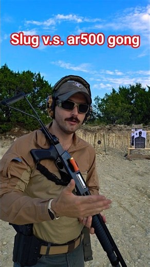 1oz of lead vs 3/8inch ar500 steel.#fun #range #fyp #slugs