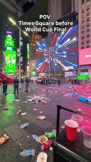 Times Square AFTER World Cup Fans Left… 😱🗑️ #Shorts #TimesSquare #NYC #WorldCup #Trash #Viral #POV