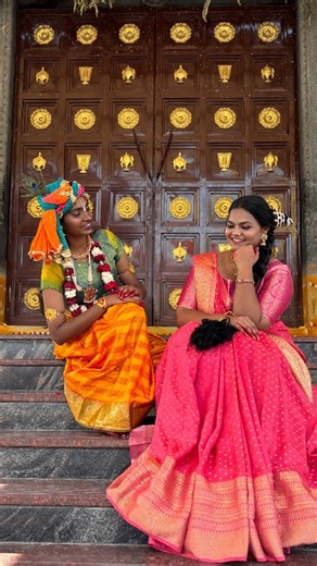 yeeshagayathri on Instagram: "Malai matrinal ✨️🦚 : Andal's story is about a divine young girl, found in a Tulasi garden in Srivilliputhur, Tamil Nadu, by Periyalvar, a Vishnu devotee, who raised her as his daughter, Goda. She grew to have an intense, personal love for Lord Vishnu (as Krishna), resolving to marry only Him, famously wearing the garlands meant for the deity herself to check her beauty before offering them. This led to a divine revelation where Vishnu accepted her, and she became k