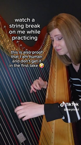 Harp Playing Surprise: When a String Breaks on Camera