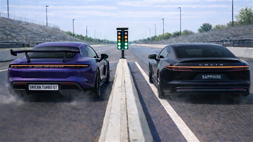 Porsche Taycan Turbo GT vs Lucid Sapphire drag race