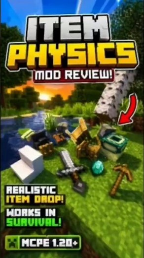 Minecraft PE Item Physics Mod 😱 Realistic Drops in MCPE 1.20+ | Must Try! #minecraft #mcpe #mods