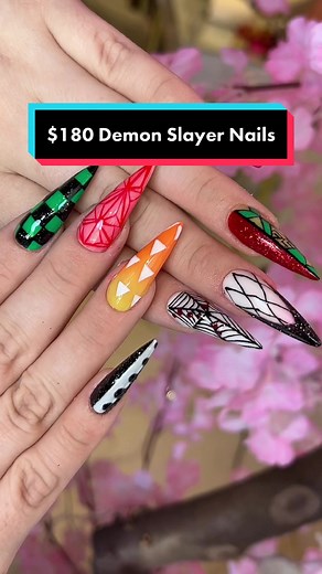 $180 demon slayer nails #torontonails #demonslayernails #demonslayer