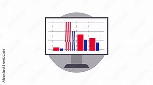 infographics elements bar graph with red and blue bars, suitable for financial reports, data analysis presentations, business analytics.