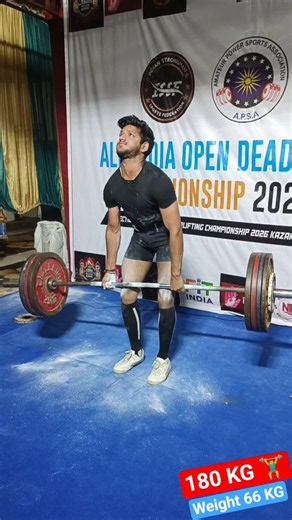 Deadlift 180 KG 🏋️‍♂️ Conventional Lift 🥱😱 Weight 66 KG #shorts #bodybuilding #powerlifting #gym