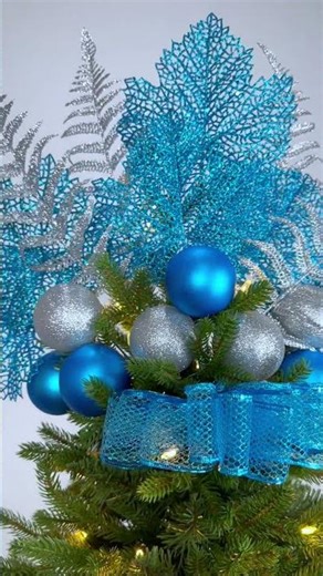 Quick & Easy DIY Silver & Blue Christmas Tree Topper #shorts