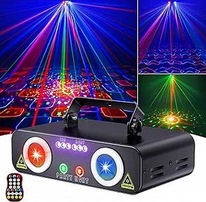 Ehaho DJ Laser Light 5 in 1, 3D Animated Graphics Lazer DJ Lights with RGB/UV & Strobe, DMX Control Party DJ Disco Lights, Sound Activated Stage Laser Rave Light for Parties Dancing Bar Club