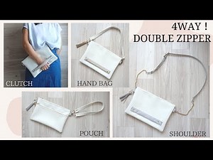 【Easy by extending the pouch ♪】 4way! How to make a double zipper bag tutorial [cloth and belt OK]